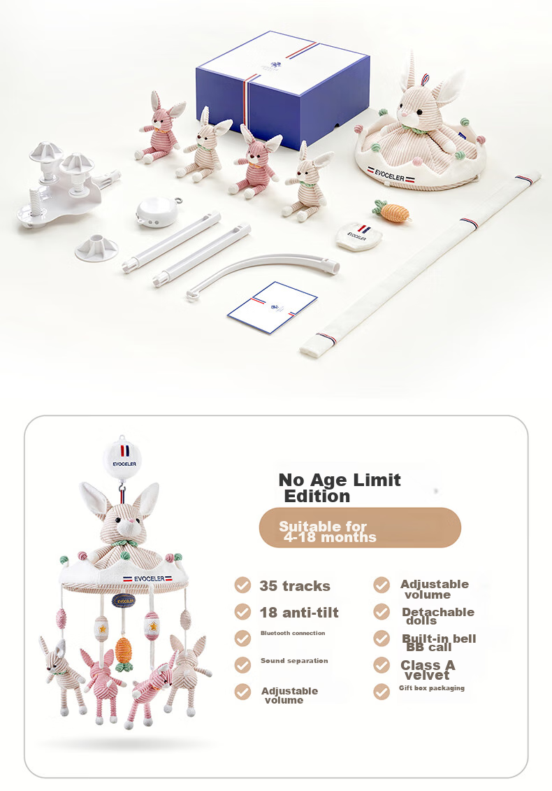 EVOCELER Baby Crib Mobile Toy, Newborn Soothing Aid, Bed Hanging Rattle, 0-1 Year Old, Welcome Gift, Full Moon And First Birthday Present 15
