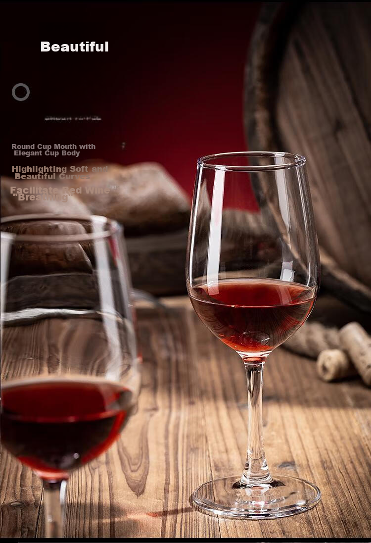 Green Apple Tempered Glass Wine Glasses 520ml*6 Set Sturdy Shatterproof Stemmed Glasses for Red and White Wine 6