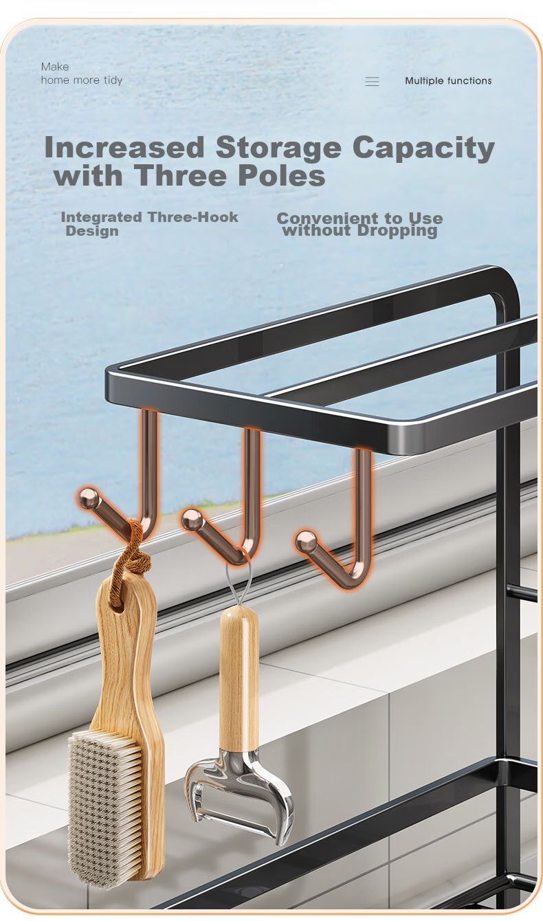 Shuaishi Stainless Steel Kitchen Towel Rack Draining Rack No-Drill Dishcloth Holder Sink Sponge Storage Shelf 4