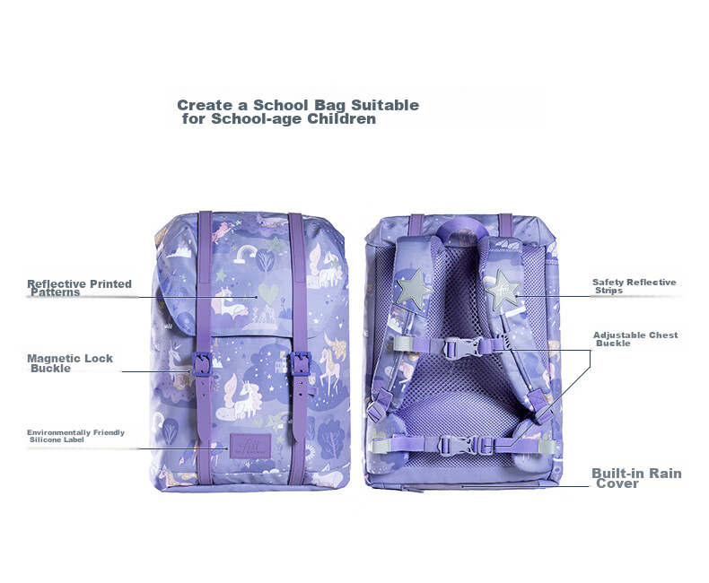 FRII OF NORWAY Norwegian Children's Spine-Protecting Lightweight Backpack for Primary School Students Grades 1-4 Large Capacity Gift for Girls 22L Purple 9