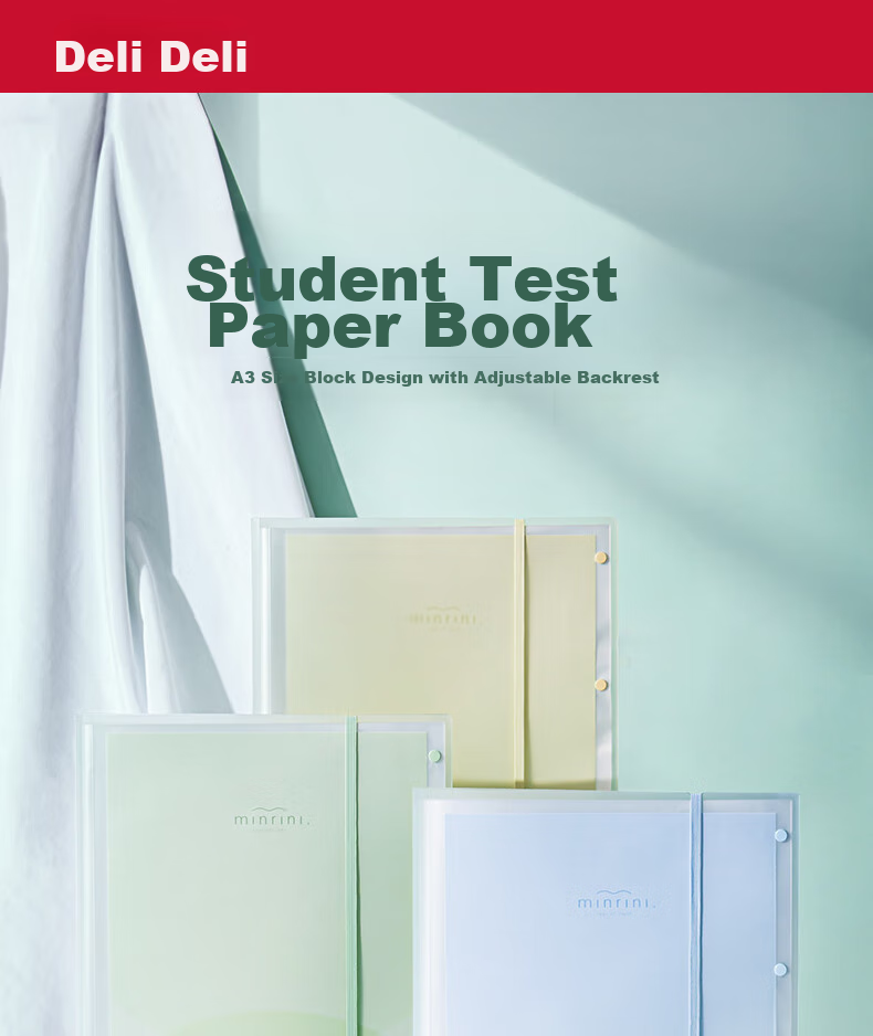Deli A3/60-Page Document Folder, Exam Paper Storage Bag, Homework Organizer, Certificate Holder, File Folder, Product Inspection Report Organizer, Sheet Music Folder, Elementary to High School PQ12-60 Blue 1