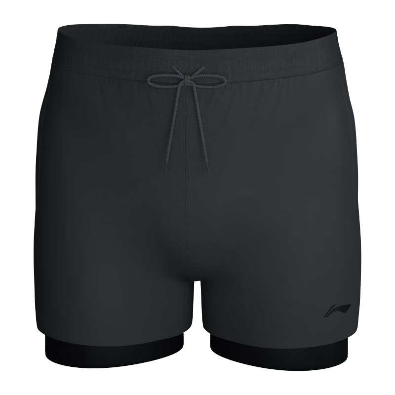 Li-Ning Swimming Trunks for Men, Sports Casual Quick-Dry Knee-Length Swim Shorts, Anti-Exposure Beach Vacation Shorts, 739 Black And Gray, Size M