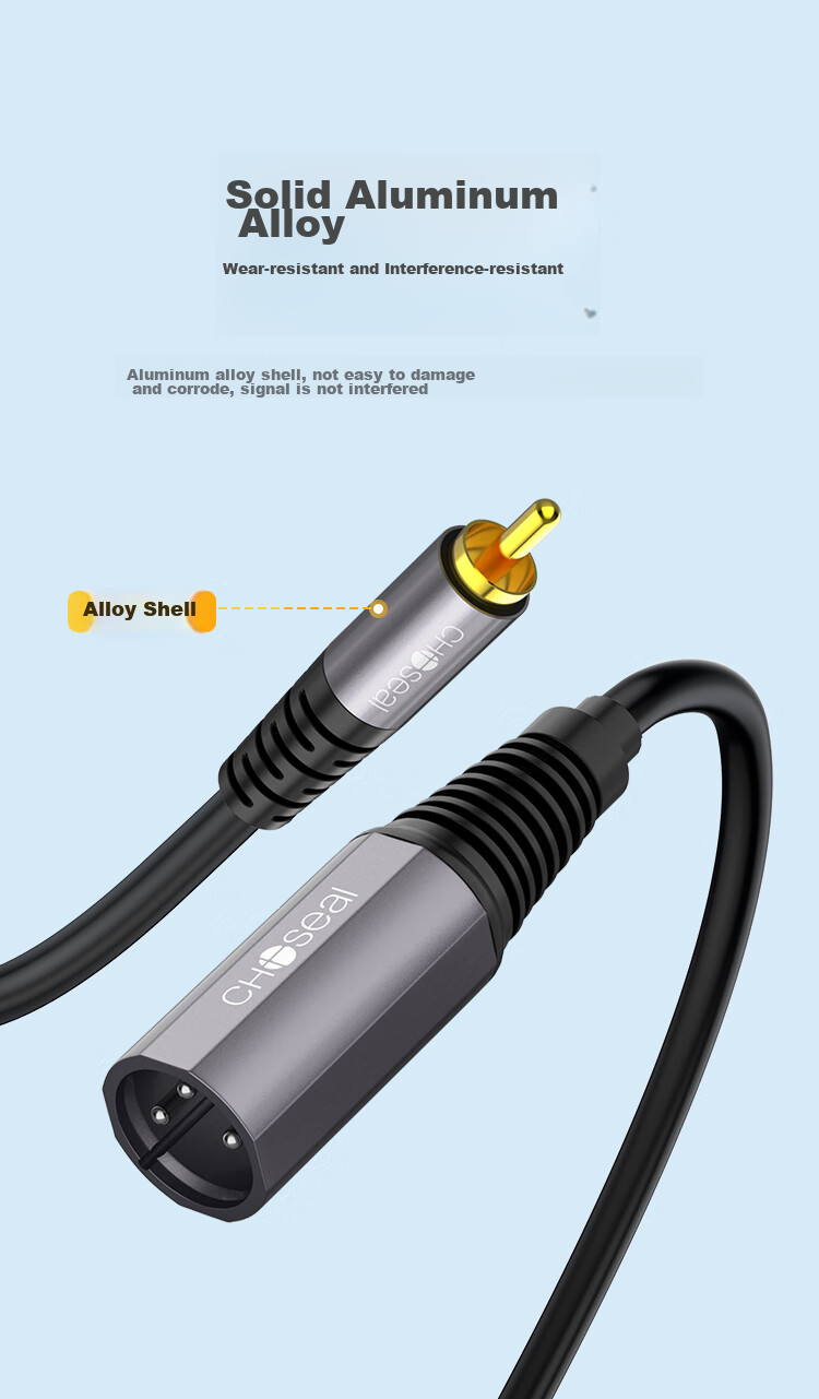CHOSEAL Dual Lotus Flower to XLR Audio Cable, 2RCA Male to 2 XLR Male Connector, for Microphone, Mixer, DVD Player, Amplifier Connection, 0.5 Meter, QS3557T0D5 7