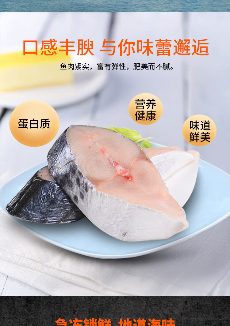 蓝雪冷冻东海马鲛鱼扒300g袋装国产鲅鱼切段健康轻食生鲜水产