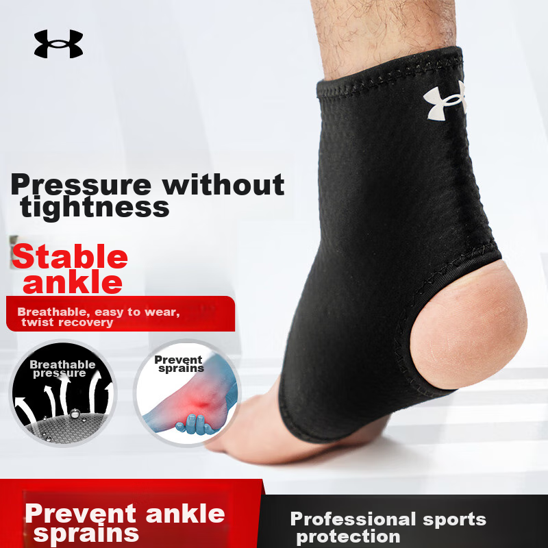 Under Armour Ankle Support Brace for Sports And Warmth, Knee Joint Fixation Splint, Ankle Protector for Men And Women, Anti-Sprain Foot Guard, Black M