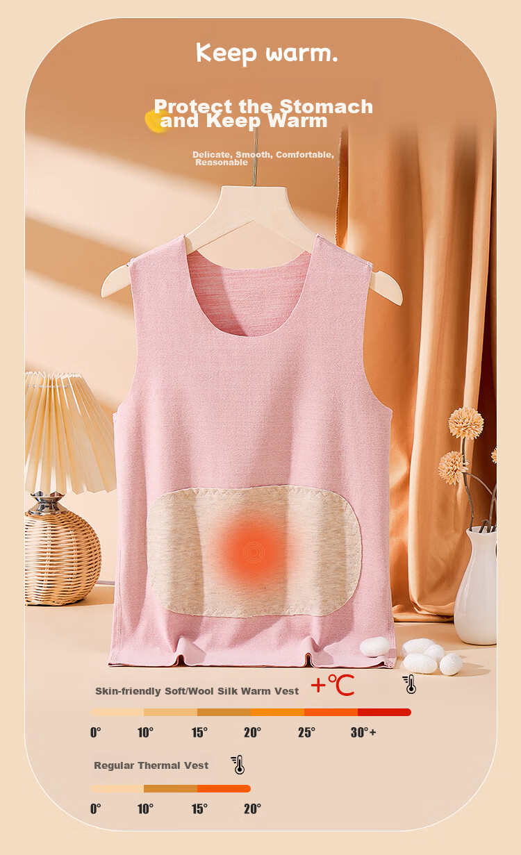 LangSha Autumn New Children's Vest, Wool And Silk, Boys And Girls Belly Protection Vest, Shoulder Warm Waistcoat, for Older Children And Babies, Underwear 3