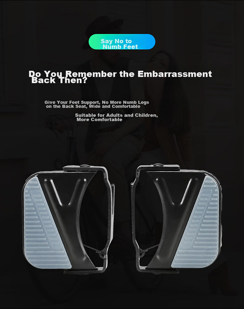 Bicycle Electric Bike Rear Seat Pedals, Foldable Standing Thickened Widened Rear Wheel Pedals, Accessories, Children's Footrest Pedals, Thickened Widened Folding Rear Foot Pedals 2