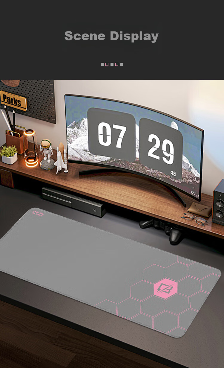 DAREU Gaming Mouse Pad, FPS Smooth Thickened Precision Edge-Locked, Water-Resistant Computer Keyboard Office Extra Large Desk Mat, Gray Pink 800*300*4mm, VALORANT 8