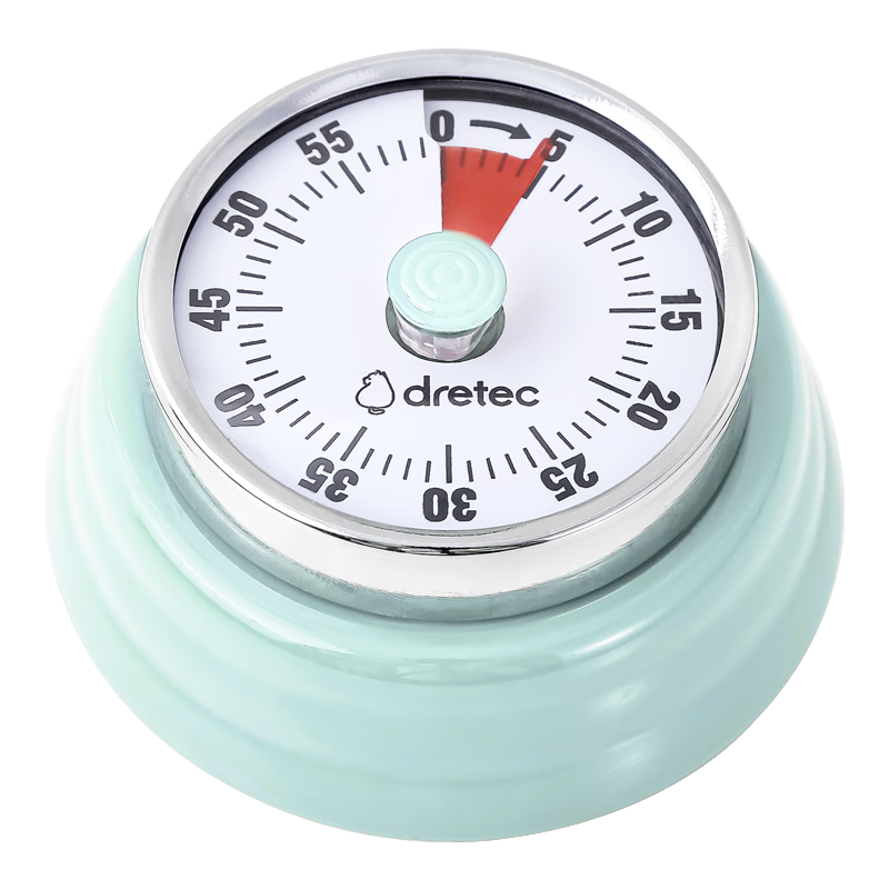 Dretec Japanese Timer, Kitchen Timer, Mechanical Refrigerator Timer, Clock Alarm Reminder, Water Blue Color