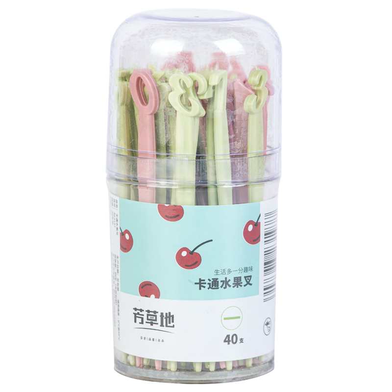 Fangcaodi Disposable Fruit Forks, 40 Pieces, Thickened Fruit Picks, Cake Forks, Mid-Autumn Festival Mooncake Forks, Dessert Forks, Pastry Forks, Canned