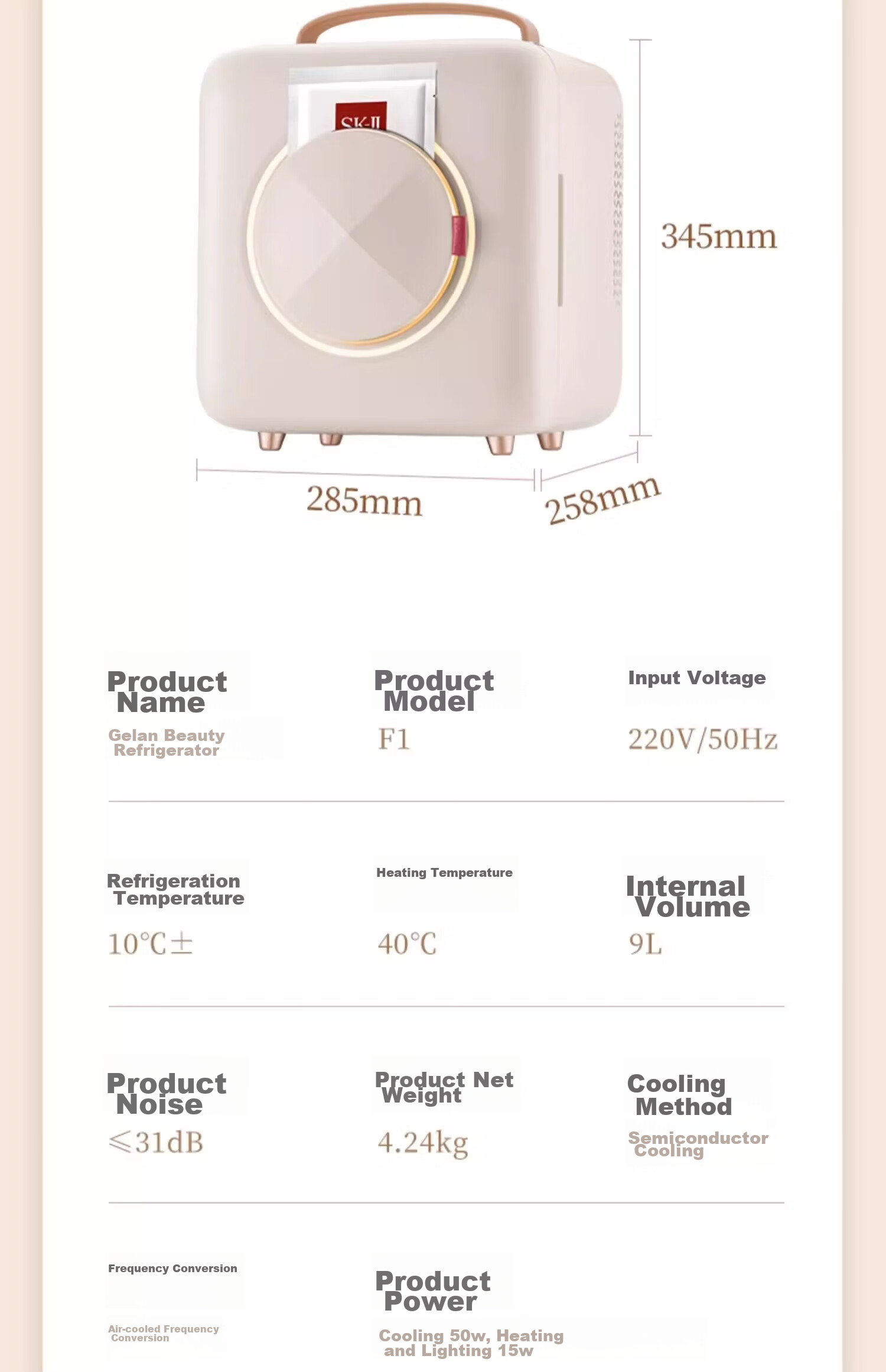 GEVILAN Beauty Refrigerator for Serum, Face Cream, Lipstick, Face Mask, Skincare Cosmetics, Cold Storage, Preservation And Organization, Specialized Mini Fridge, Gift for Girlfriend, Wife, Best Friend, Birthday Present, F1 White 21