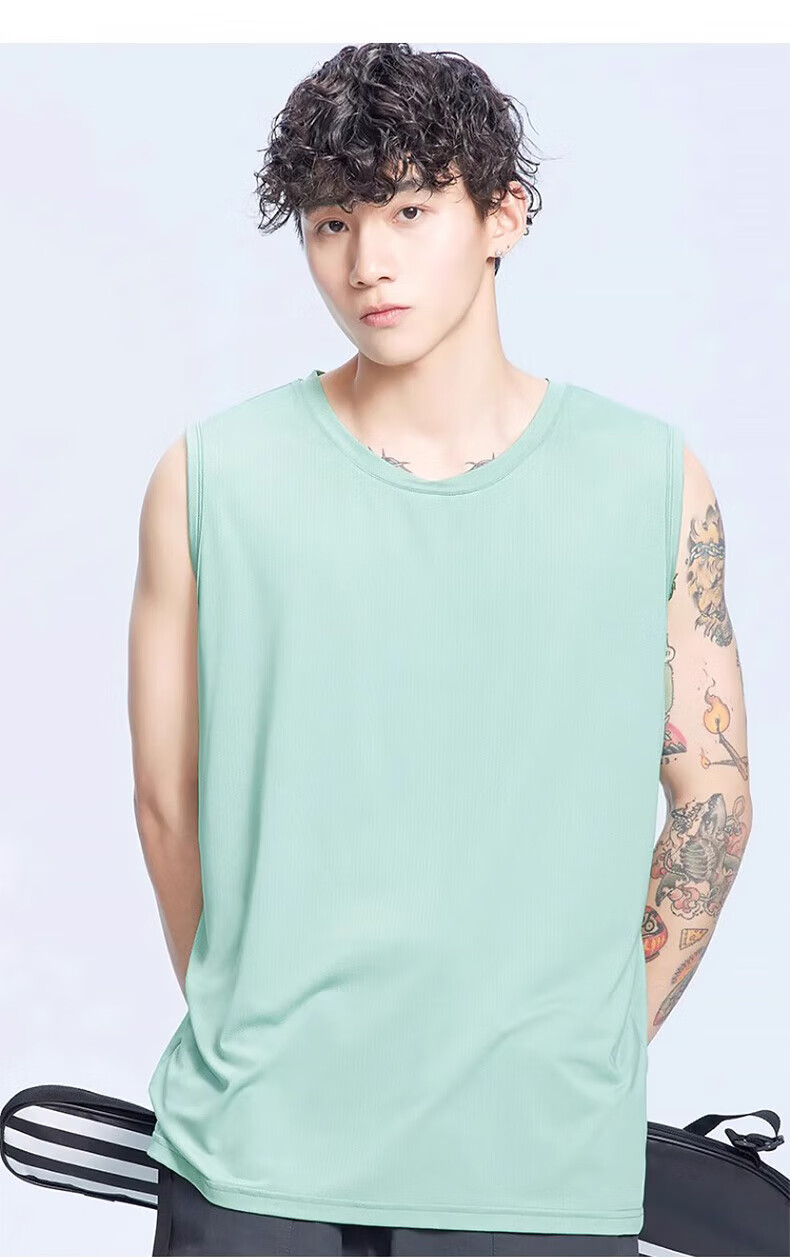 Warrior Men's Tank Top, Summer Outdoor Sports Wide-Shoulder Vest, Loose-Fitting Sleeveless Thin Vest for Chubby People, White, M 21