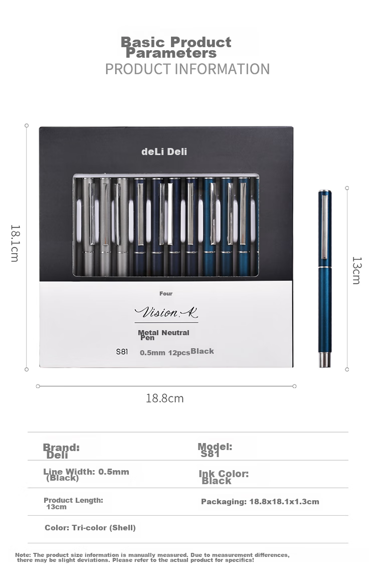 Deli Gel Pen, 1.0mm Bullet Tip, Office Writing Pen, Thick Line Width, Black, 12 Pens/box, S107, College Entrance Exam 3