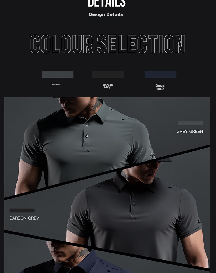 Monster Guardians Men's Summer Versatile Short-Sleeve Polo Shirt, Fitness Training Slim-Fit T-Shirt, Carbon Gray, 2XL 6