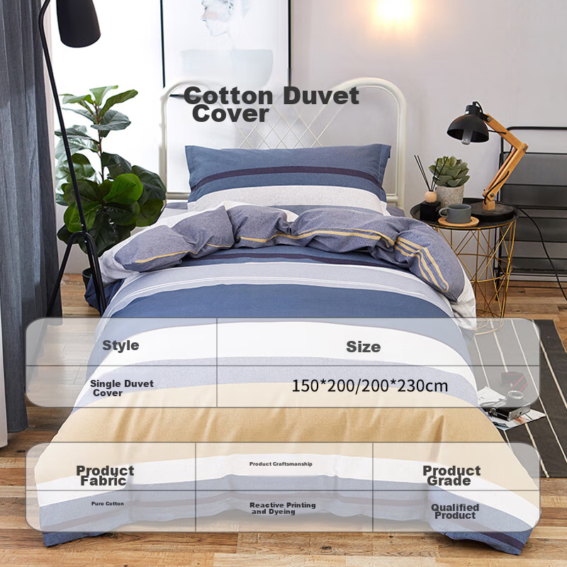 AVIVI Class A Duvet Cover, Single Piece, Pure Cotton, for Single Or Double Bed, Dormitory Use, All-Cotton Quilt Cover, Single Piece, Nordic Style, 220*240cm