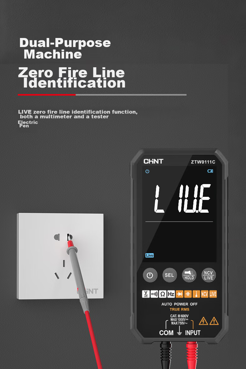 CHNT Ultra-Thin Multimeter, Digital High-Precision Fully Automatic Portable Electrician's Universal Meter, Large Screen Color Display 14