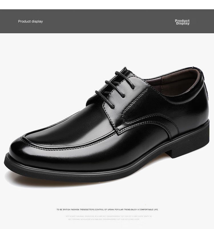 BEIOUTU Men's Leather Shoes, Business Casual Shoes, British Style Office Lace-Up Comfortable Men's Footwear, 9827 Black, Size 43 13