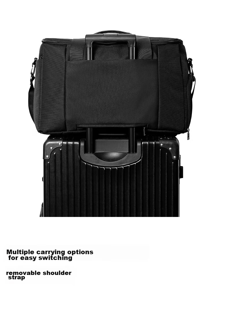 LEXON Travel Bag, Men's Handheld Large Capacity, Short-Trip Business Trip, Tourism Luggage Bag, Wet And Dry Separation with Shoe Compartment, Black 10
