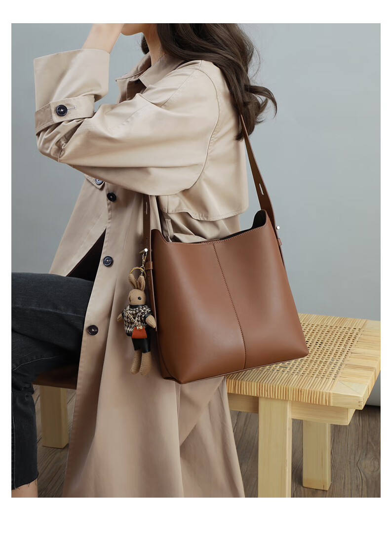 Viney Leather Handbag, Large Capacity Bucket Bag for Women, Light Luxury Shoulder Crossbody Bag, Practical Birthday And Mother's Day Gift for Mom 11