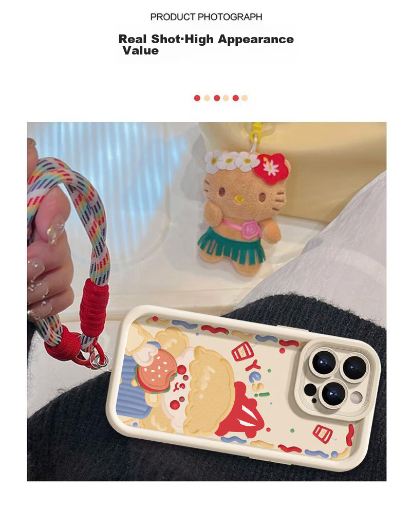 Jiangming IPhone 16 Case, Full Protection Shockproof Cover for Apple 16, Trendy High-End Creative Luxury Cartoon Cute Soft Shell with Lanyard for Men And Wome 6