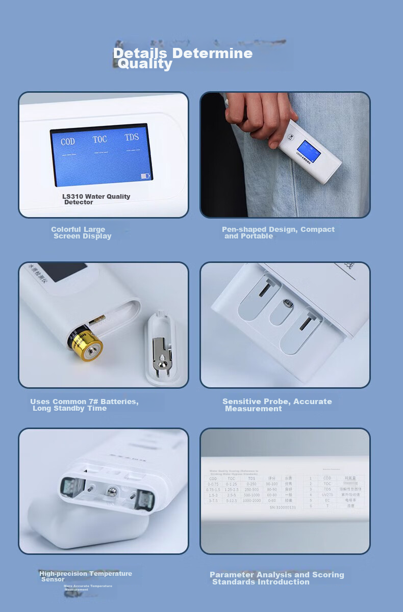 Linshang Multi-Function Water Quality Testing Pen LS310, Drinking Water Conductivity TDS Tester, COD Water Quality Tester, Water Testing Pe 18