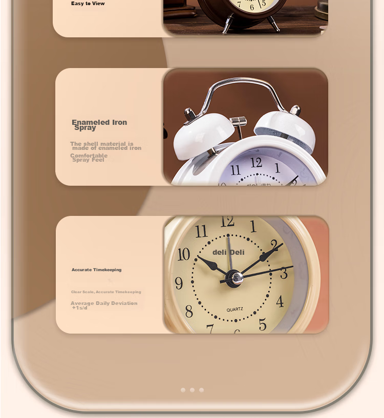 Deli Mini Retro Mechanical Alarm Clock, Low Noise, Luminous, Bedroom Bedside Alarm Clock, Children's Student Enlightenment Alarm Clock, Yellow 9024, Back-To Season, New Year Gift 16