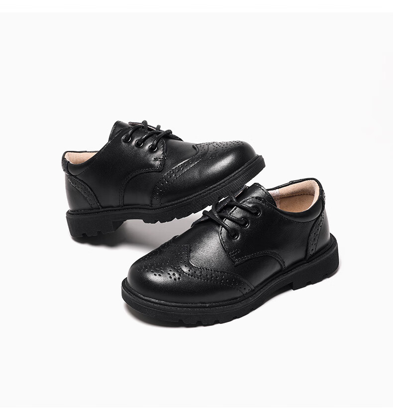 Aokang Children's Shoes, Boys' Leather Shoes, Black Soft-Soled Performance Shoes, New Spring And Autumn Style, British-Style Genuine Leather Performance Shoes for Older Childre 5