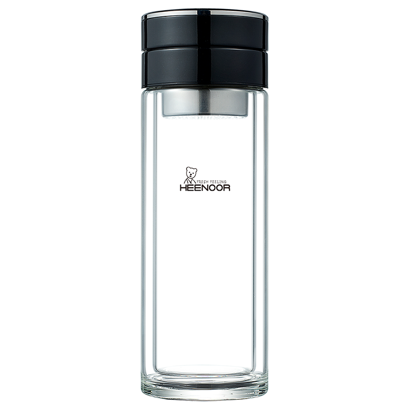 Heenoor Double-Layer Glass Cup for Men, High-End Tea Infuser Mug with Separate Compartments, Car Water Bottle, Mid-Autumn Festival Gift XN-9339