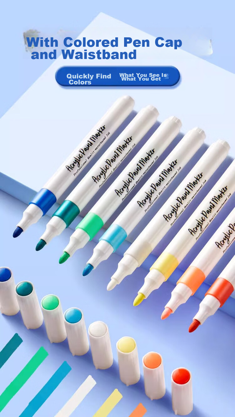 Liupintang Acrylic Markers, Waterproof Non-Translucent Watercolor Pens, Specially Designed for Elementary School Students, Soft Tip, Washable, Art Supplies for Students, Kindergarten And Children's Drawing Pens, Graffiti Handles, Acrylic 12