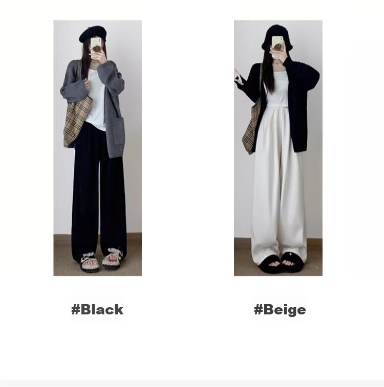 Yishangmei Loose Wide-Leg Pants for Women, Autumn And Winter New Style, Fleece-Lined Thickened Chenille Floor-Length Straight Casual Cotton Pants 8
