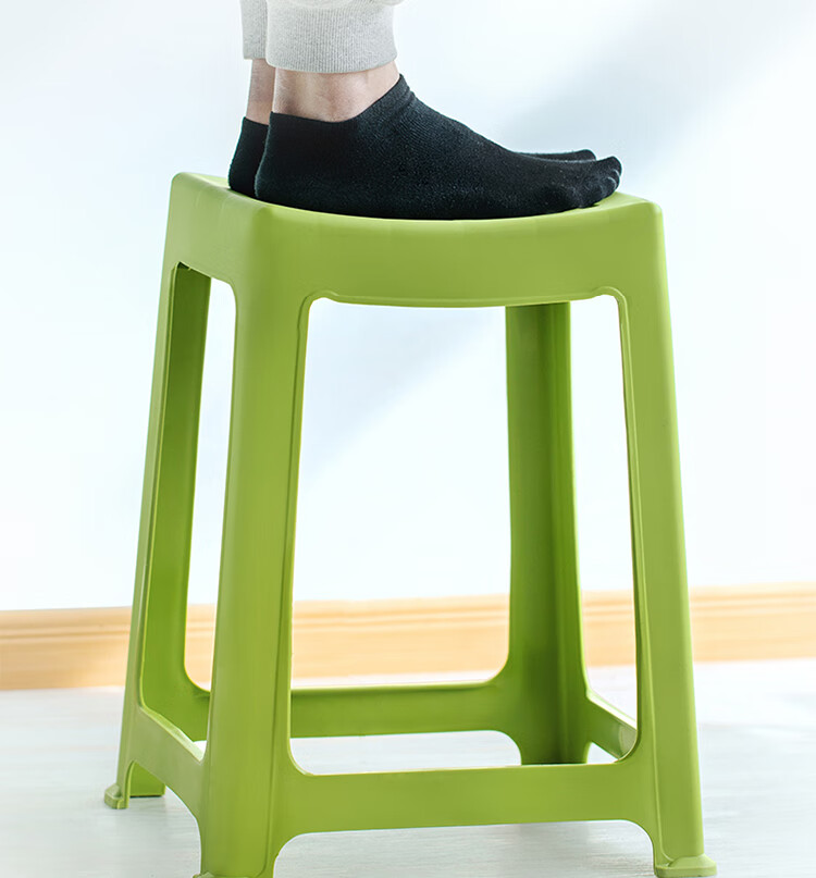CHAHUA Plastic Stool Household Chair Striped High Square Stool Bench 46.6cm Beige 4-Pack 6