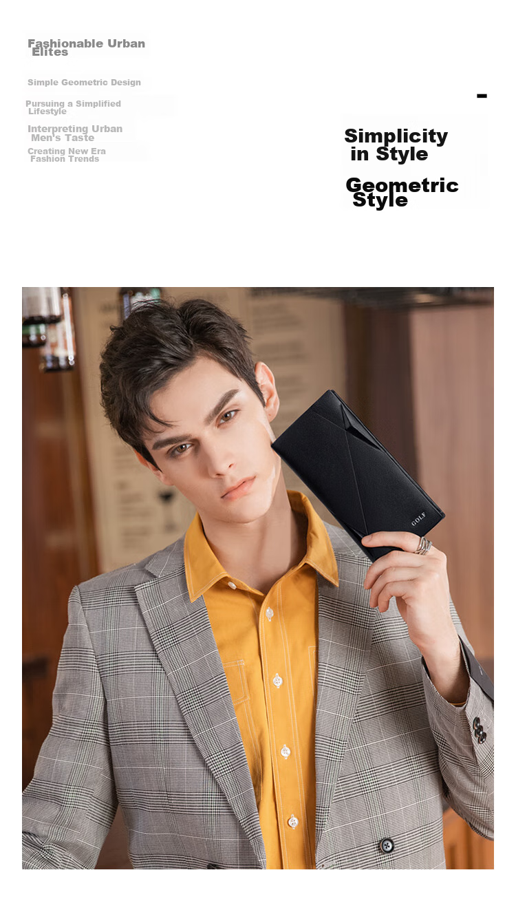 GOLF Men's Wallet, Top-Grain Leather, Long Style, Multiple Card Slots, Slim Casual Leather Wallet, Bill Holder, Gift Box Packaging 2