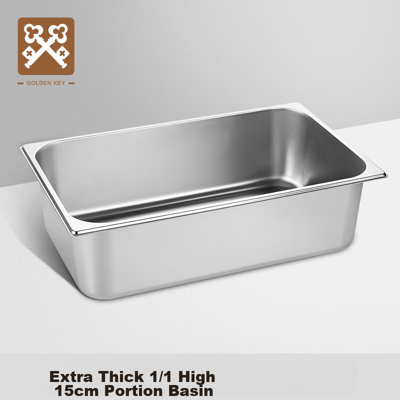 Jinyaoshi Stainless Steel Portion Pan 1/1 American Thickened Rolled Edge Cafeteria Serving Commercial 15cm Food Bowl GK-MFS11