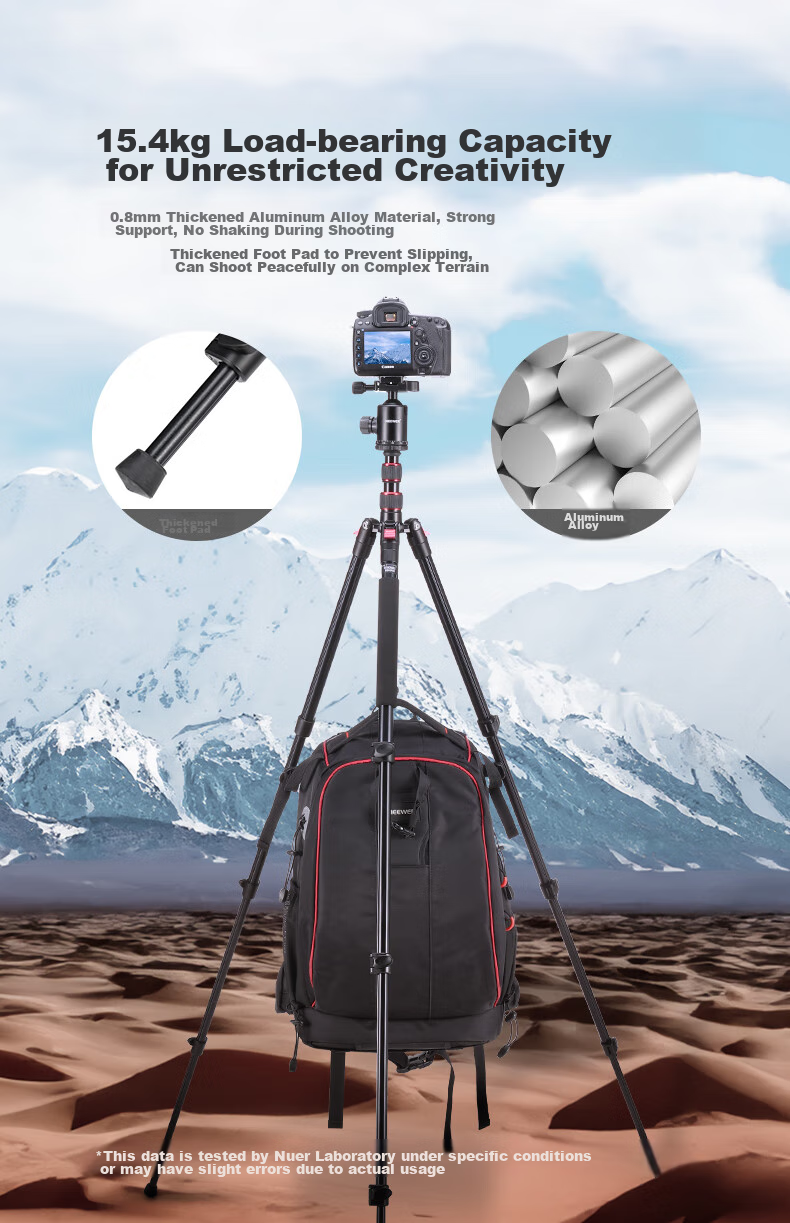 NEEWER Aluminum Alloy Tripod Portable 2-Section Center Column with Phone Clamp for Mirrorless And DSLR Cameras, Travel Tripod Inverted Panoramic Ball Head Ultra-Light Tripod TP77 3