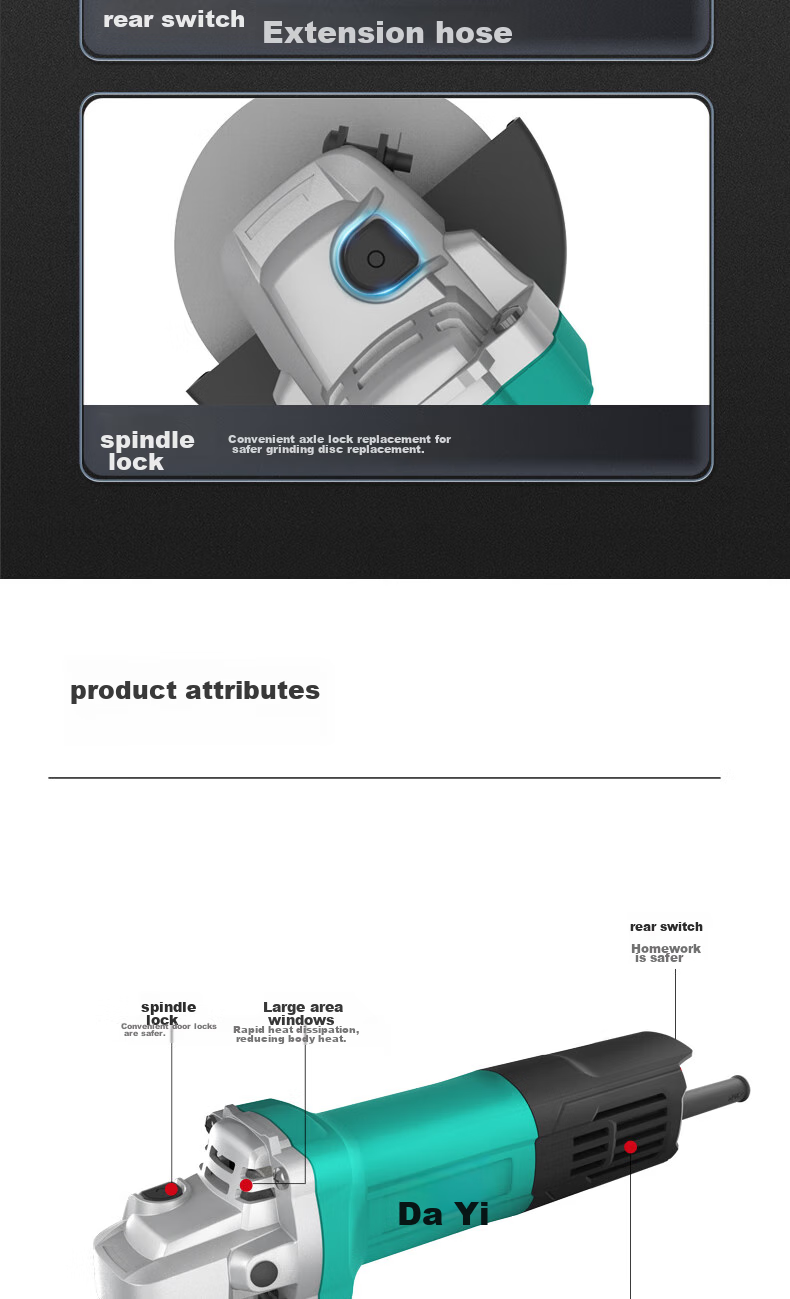 Dayi Angle Grinder, Multi-Functional Machine for Wood, Metal, And Tile Cutting, 1050W Polishing Machine PAG01-125 11