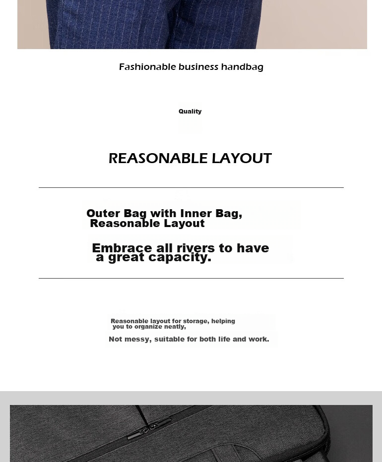 Deli Thick 3D Office Handbag/conference Bag/business Bag/briefcase with Zipper, Laptop Briefcase for Professional Men And Women, Portable, Black 6