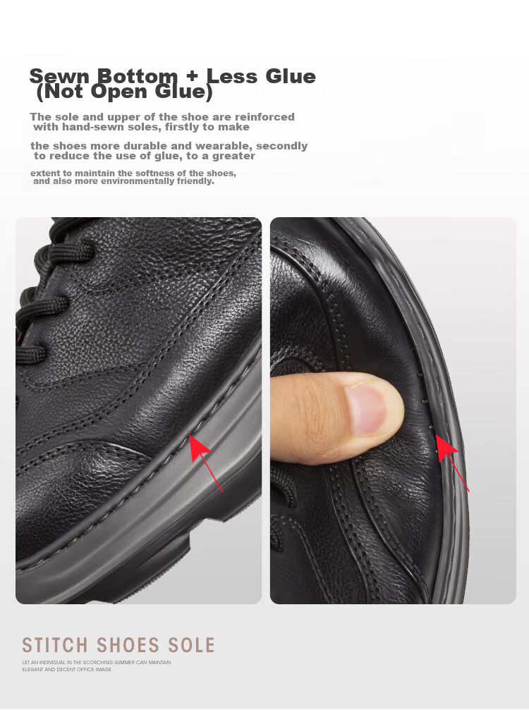 SATCHI Men's Shoes, Autumn Men's Leather Shoes, Thick-Soled Outdoor Sports Shoes, Casual Leather Shoes, 522462131Z, Black, Size 41 5