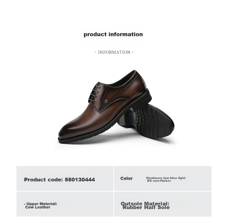 Goldlion Men's Shoes, Business Formal Shoes, Retro Classic Hand-Rubbed Cowhide Derby Shoes, 55013044494A, Black And Gray, Size 41 17
