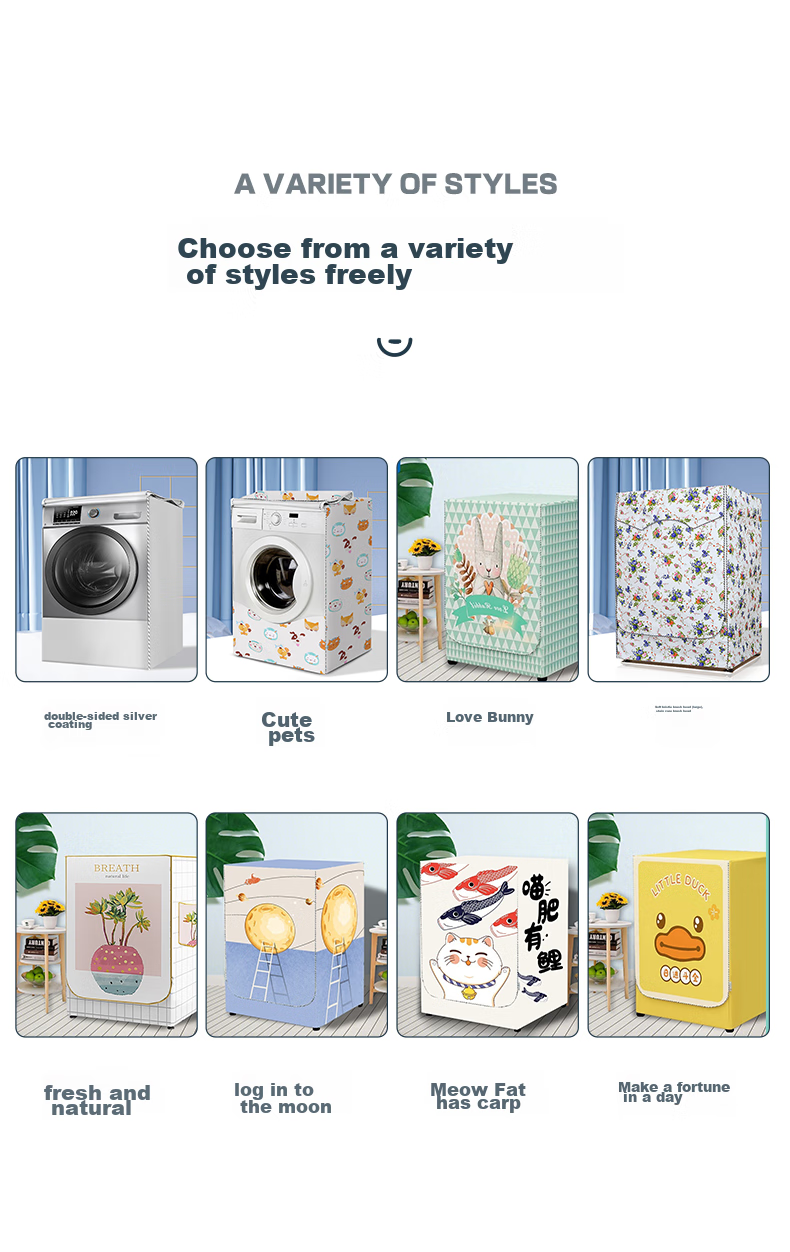 Shuangwei Washing Machine Cover, Pulsator Washing Machine Cover Cloth, Washing Machine Dustproof Waterproof Sun Protection Cover Dustproof Sleeve, Suitable for 7-10 Kg Universal Size, Striped Deer XBTWL21 10