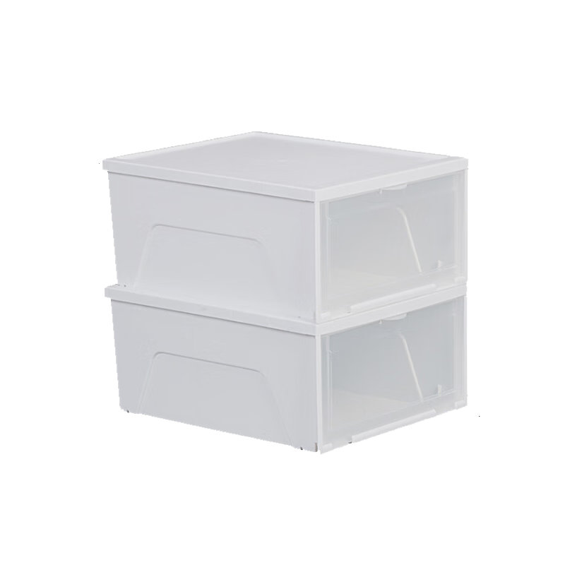 IRIS Transparent Shoe Box Storage Container, Large Front-Opening Shoe Rack, Dustproof And Moisture-Proof, Stackable Shoe Cabinet Organizer, 2-Pack