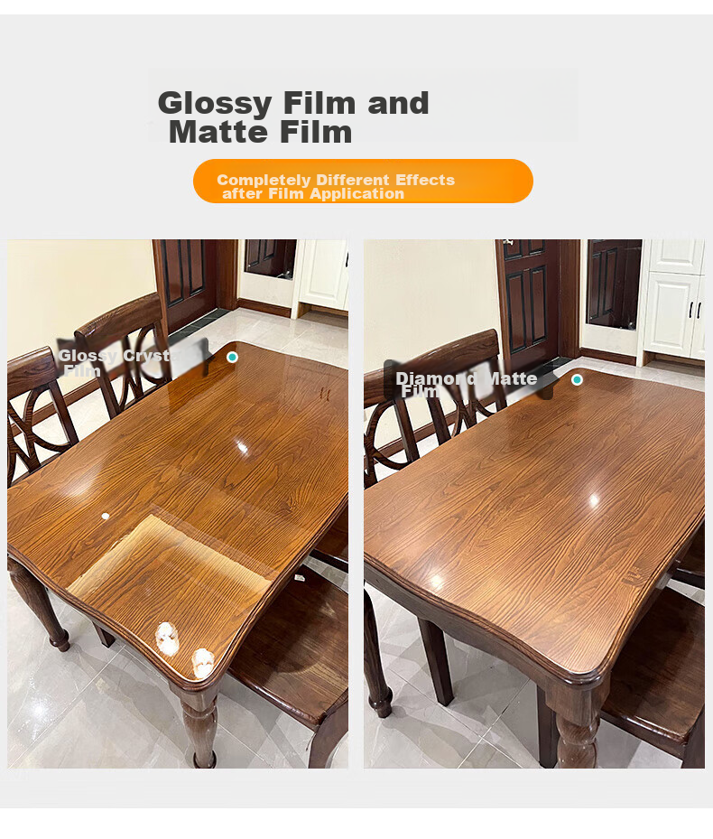 Xiruo Solid Wood Dining Table Protective Film, Square Desk, Coffee Table, Cabinet, Heat-Resistant, Anti-Scalding, Transparent Furniture Protective Film, 90*160cm 10