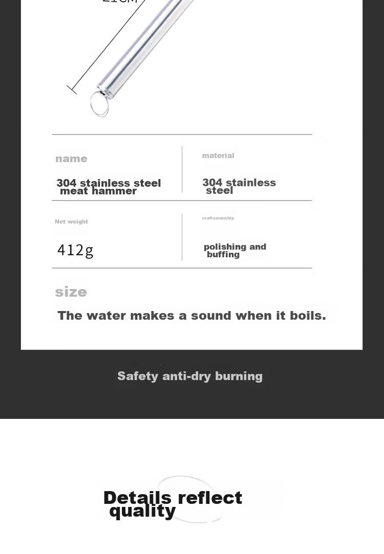 BJ 304 Stainless Steel Meat Tenderizer, Steak Mallet, Meat Chopper, Home Use Meat Tenderizer, Meat Tenderizing Tool 12