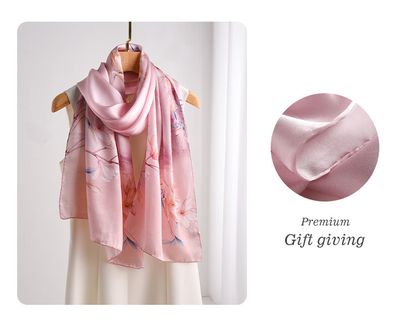 Hangsilu Silk Scarf, Women's Brooch Set, Shawl, Mulberry Silk, Birthday Gift, High-End Mid-Autumn Festival Gift for Mom, Wife, Elders 11
