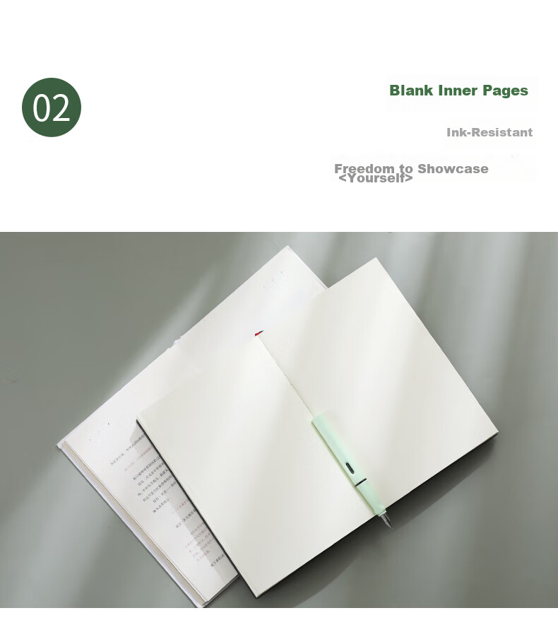 Faramon A5 Thick Blank Notebook, Soft Leather Artistic Elegant Draft Book, White Paper Sketch Doodle Diary, Simple Stationery, College Student Copying Notebook, Customizable A5-Gree 10