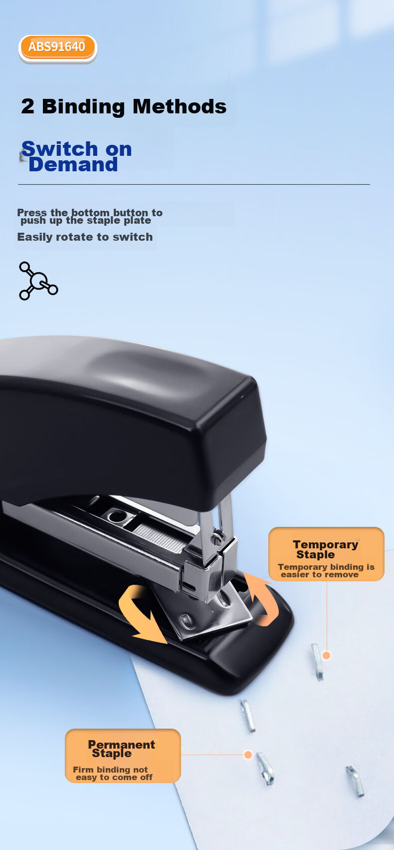 M&G 12# Stapler, Business-Style Low-Effort Stapler, Student Office Supplies, Pop-Up Staple Channel, Exam Paper And Homework Binding Machine, Black ABS91640 3
