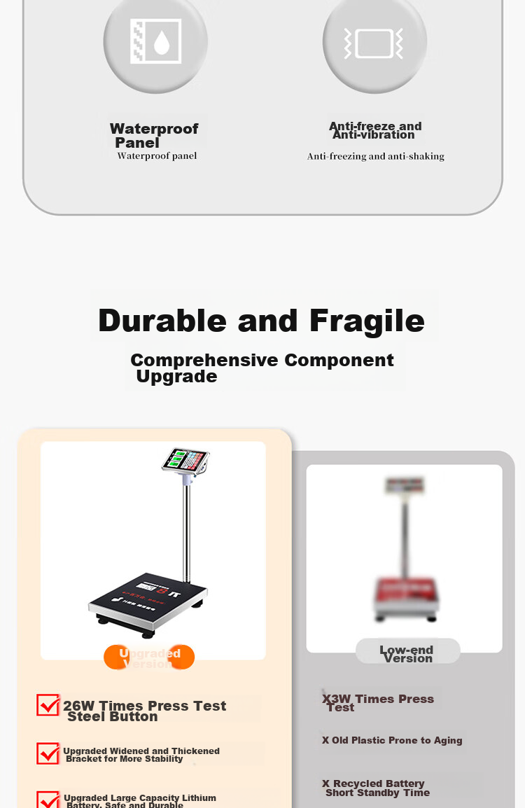 BJ (Baijie) Stainless Steel Electronic Scale Platform Scale Pricing Scale Express Scale Weighing Scale 300KG Stainless Steel Color 3