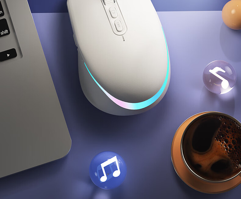 Aigo M60 Moonlight Curve Wireless Mouse, 2.4G Connection, Rechargeable Lithium Battery, RGB Lighting, One-Key Return to Desktop, Suitable for Business Office And Gaming, Black 8