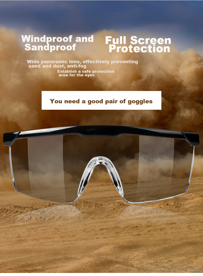 GONGPINKU Safety Goggles Protective Eyewear Dust-Proof Anti-Splash Windproof Pollen-Proof Grinding Glasses with Extendable Temple Arms (Set of Two) 3