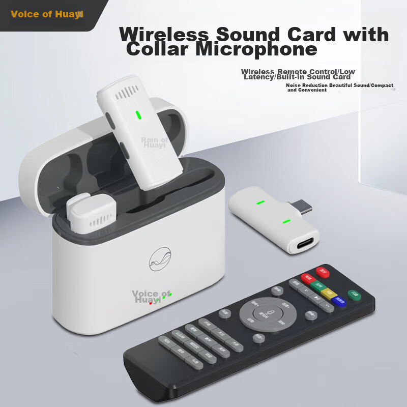 Huayizhi Sheng G10 Wireless Lavalier Microphone with Sound Card Kit, Dual-Channel with Sound Card, Portable Phone Live Streaming Sound Card, Karaoke Outdoor Recording Bluetooth Noise-Cancelling Microphone for Short Videos And Vlog Live Streaming