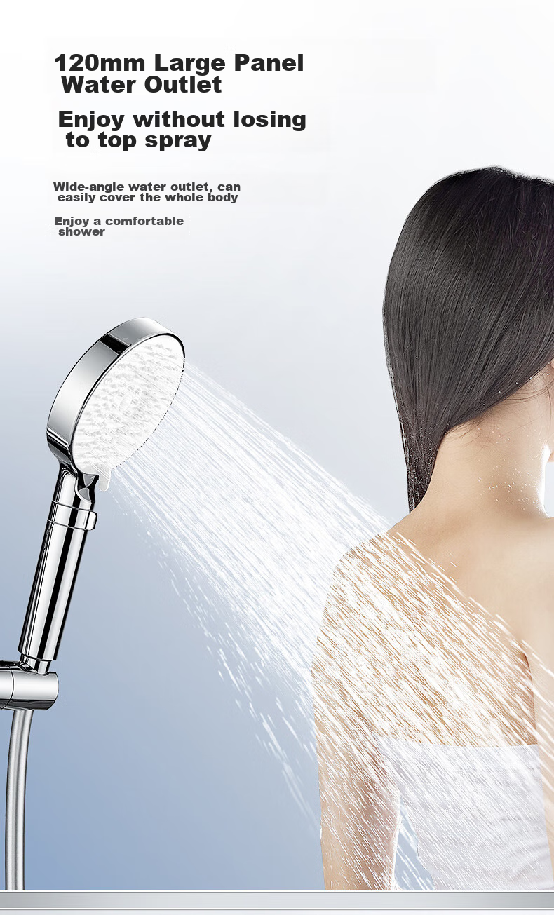 HEGII Shower Head, Multi-Water Type Pressure-Increasing Universal Interface Design Handheld Large Panel Shower Head HMS403-120 10